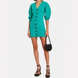 NWT A.L.C. Knit Nate Button down puff sleeve dress XS Aqua Jade